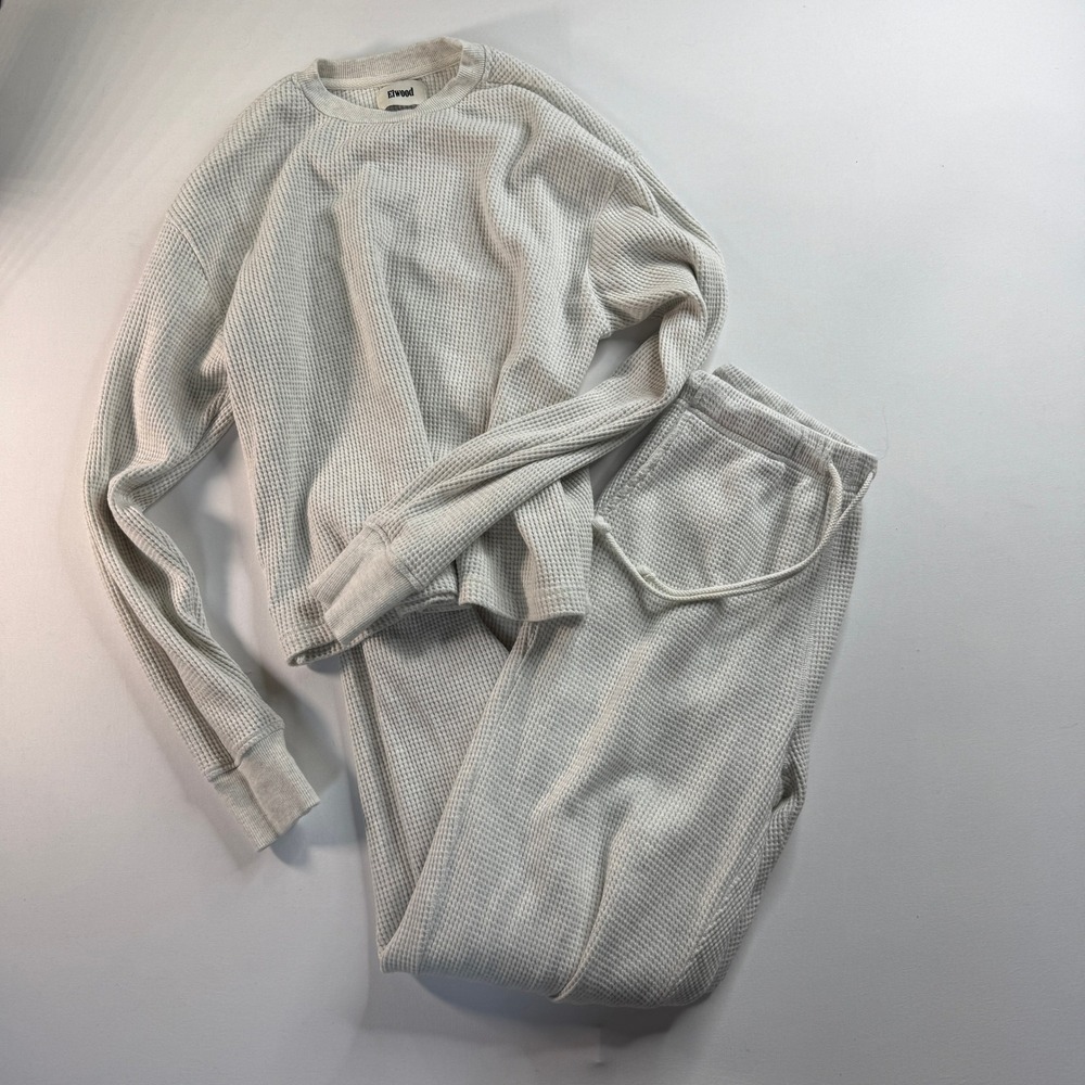 2-Piece Elwood Waffle Knit Lounge Set Women's Extra Small XS Gray Organic Cotton